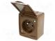 Connector  AC supply  socket  2P+PE  250VAC  16A  brown  PIN  3  IP44