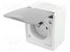 Connector  AC supply  socket  2P+PE  250VAC  16A  grey  PIN  3  IP44