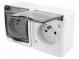 Connector  AC supply  socket  2P+PE  250VAC  16A  grey  PIN  3  IP44