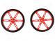 Wheel  red  Shaft  D spring  Pcs  2  push-in  Ø  80mm  Shaft dia  3mm