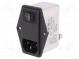 Connector  AC supply  socket  male  6A  250VAC  IEC 60320  -25÷85°C