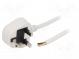 Cable  BS 1363 (G) plug,wires  PVC  1.8m  white  3G1mm2  13A