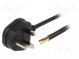 Cable  BS 1363 (G) plug,wires  PVC  3m  black  3G1mm2  13A