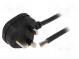 Cable  BS 1363 (G) plug,wires  PVC  5m  black  3G1mm2  13A