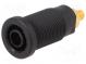 Socket  4mm banana  32A  black  gold-plated  screw, on panel  32mm