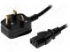 Cable  BS 1363 (G) plug,IEC C13 female  PVC  1.8m  black  3A  250V