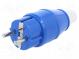 Connector  AC supply  male  plug  2P+PE  250VAC  16A  blue  PIN  2