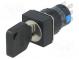 Switch  key switch  Stabl.pos  3  Contacts  3PST  Ø16mm  Key  flat